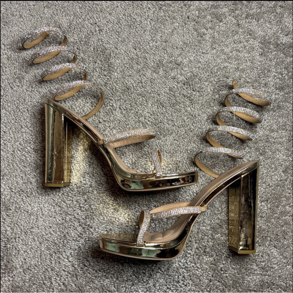 Windsor Morrin 70 Heels - Gold, Size 10, Gently Worn